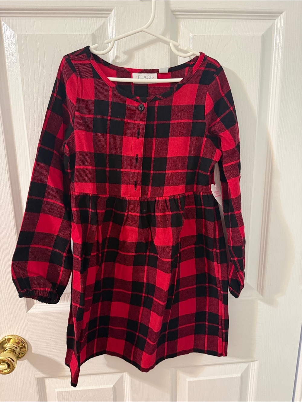 The Children's Place Red & Black Plaid Button-Front Dress - Picture 1 of 4